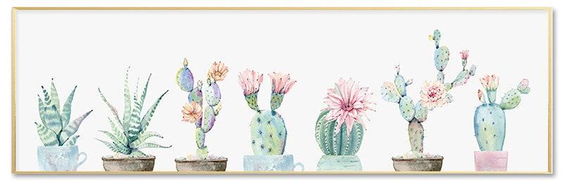 Blossom Cactus Panoramic Canvas Print