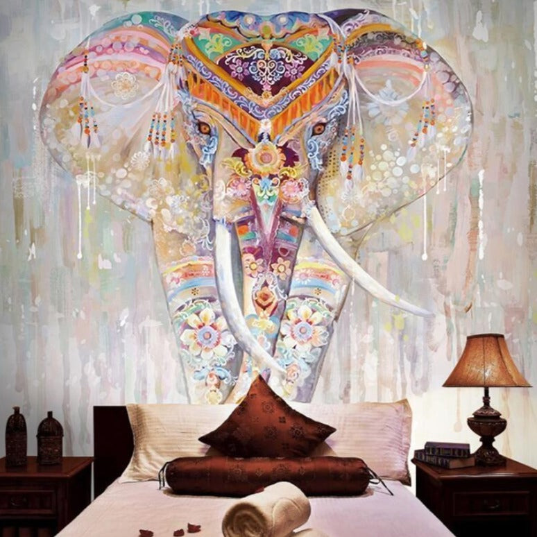 Painted Elephant Mural Wallpaper (SqM)