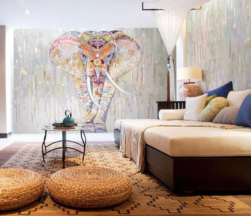 Painted Elephant Mural Wallpaper (SqM)