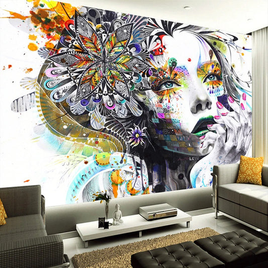 Painted Girl Mural Wallpaper (SqM)