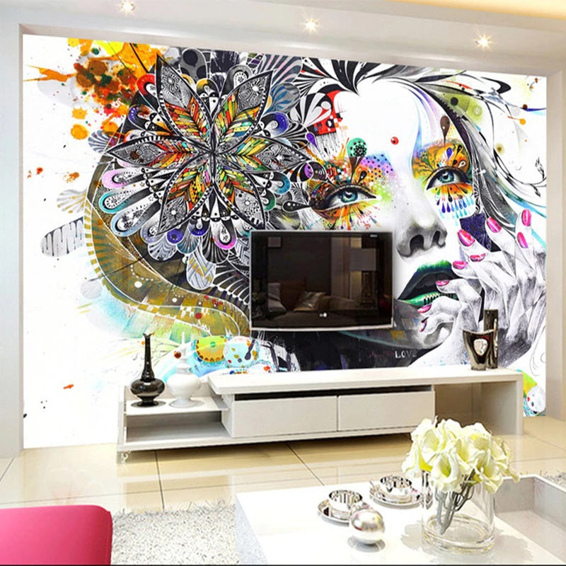 Painted Girl Mural Wallpaper (SqM)