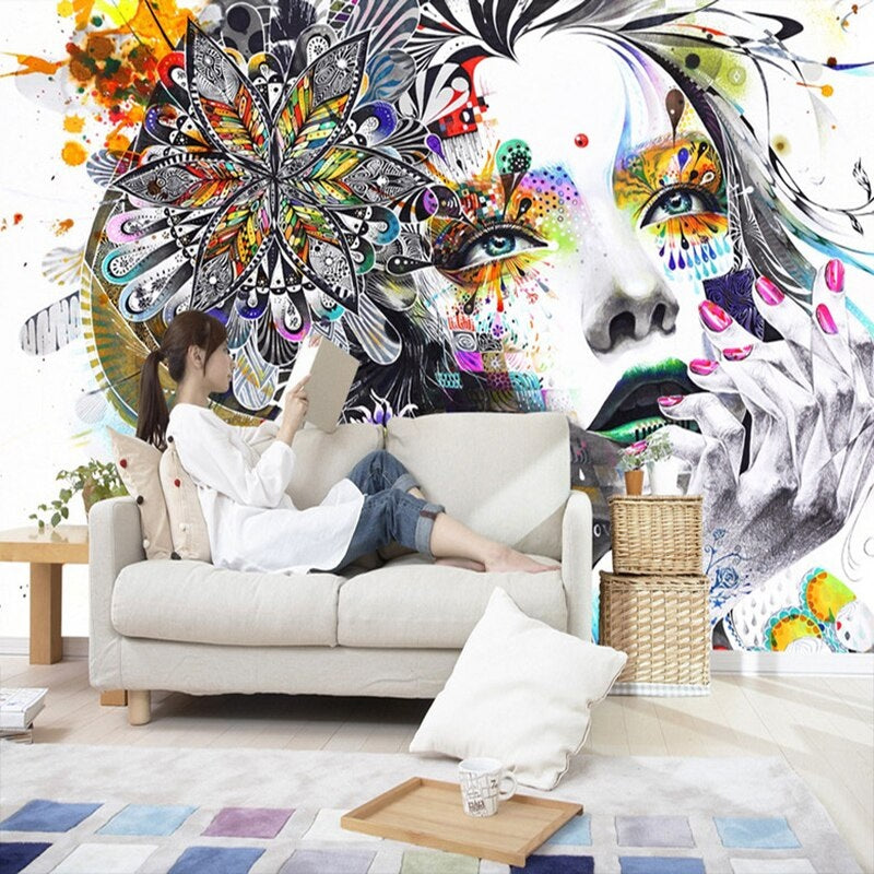Painted Girl Mural Wallpaper (SqM)