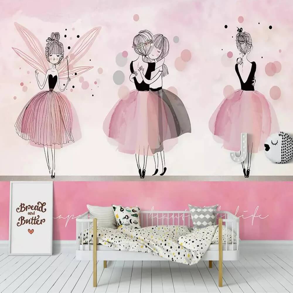 Pink Ballerina Watercolor Mural Wallpaper (SqM)