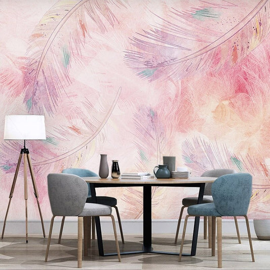 Pink Feathers Mural Wallpaper (SqM)
