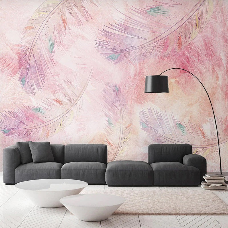 Pink Feathers Mural Wallpaper (SqM)