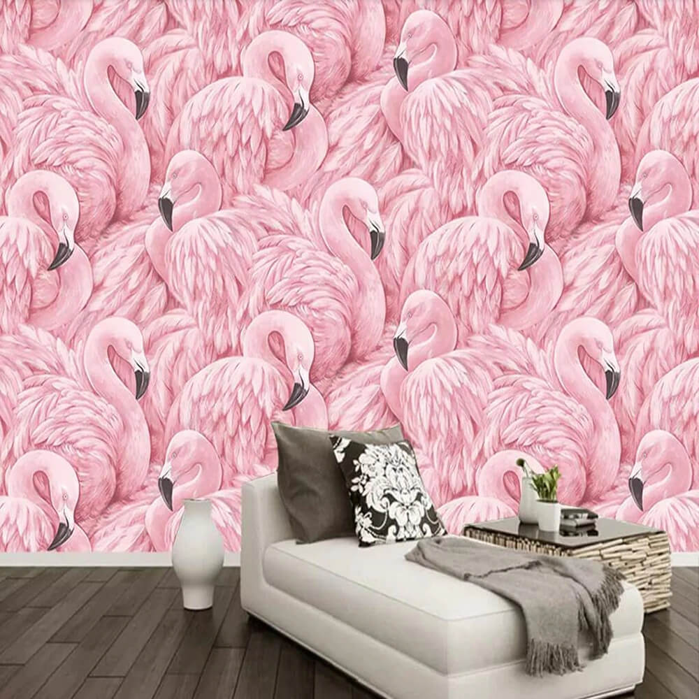 Pink Flamingos Mural Wallpaper (SqM)