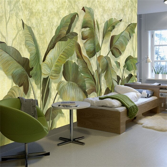 Retro Banana Leaves Mural Wallpaper (SqM)