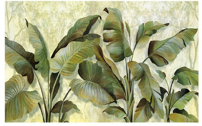 Retro Banana Leaves Mural Wallpaper (SqM)
