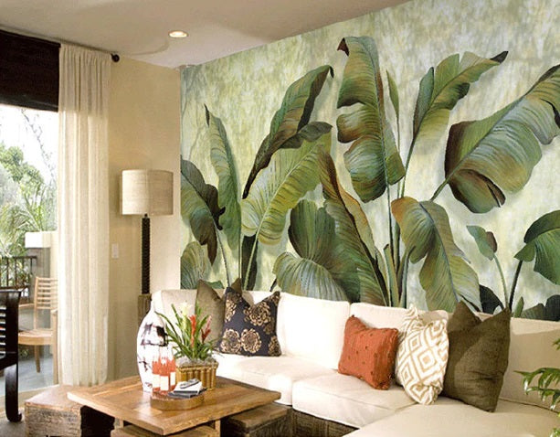 Retro Banana Leaves Mural Wallpaper (SqM)