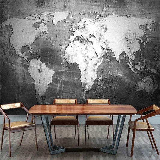 Retro Concrete World Map Mural Wallpaper (SqM)