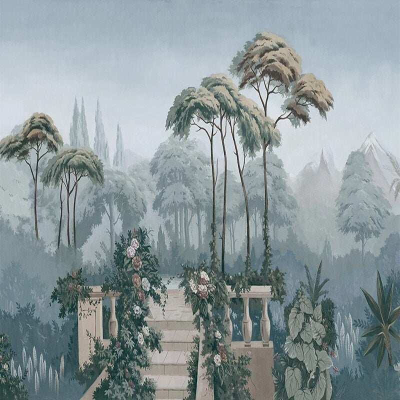 Retro Misty Jungle Mural Wallpaper (SqM)
