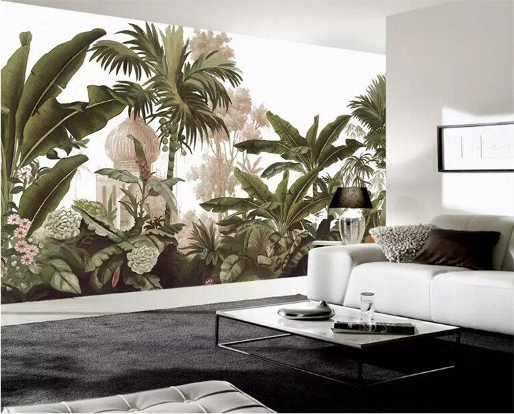 Retro Tropical Garden Mural Wallpaper (SqM)