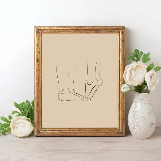 Romantic Couple Line Art Canvas Print | Black White Minimalist Love Poster For Modern Living Room Bedroom Home Décor