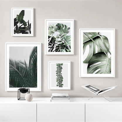Monstera Green Leaves Canvas Print