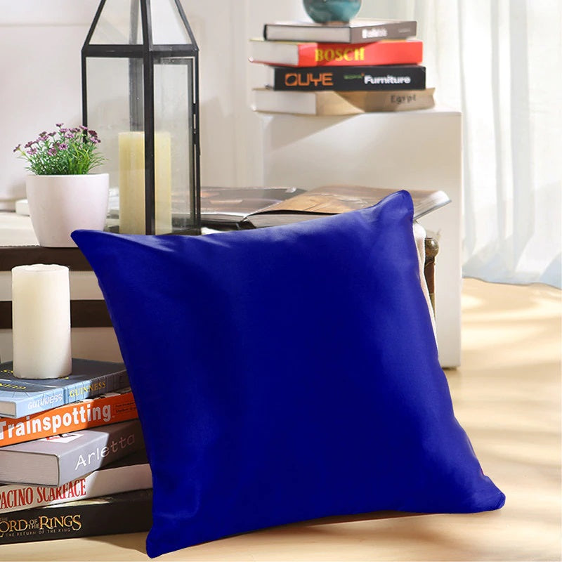 Blue Silk Cushion Cover