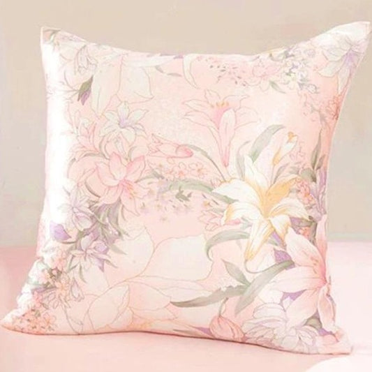 Pink Lilly Silk Cushion Cover