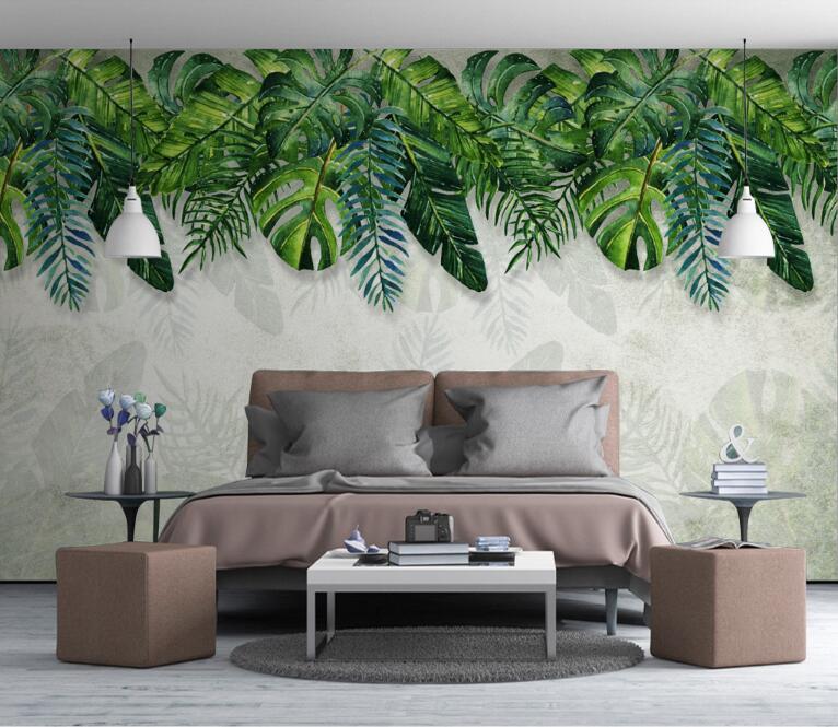 Tropical Falling Leaves Mural Wallpaper (SqM)