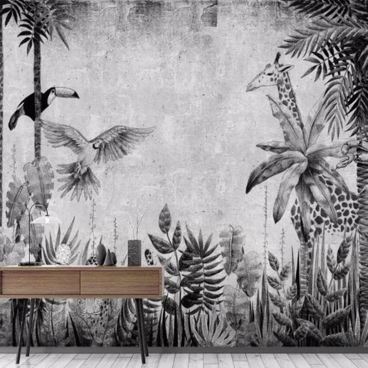 Tropical Black & White Mural Wallpaper (SqM)
