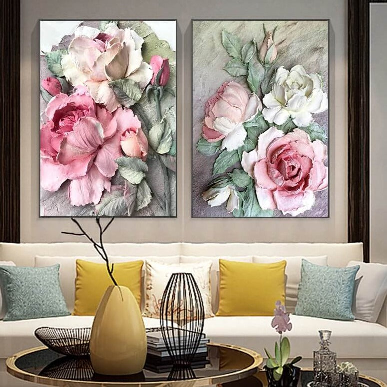 Flowers Art Canvas Print | Botanical Scandinavian Poster For Living Room Bedroom Modern Home Décor