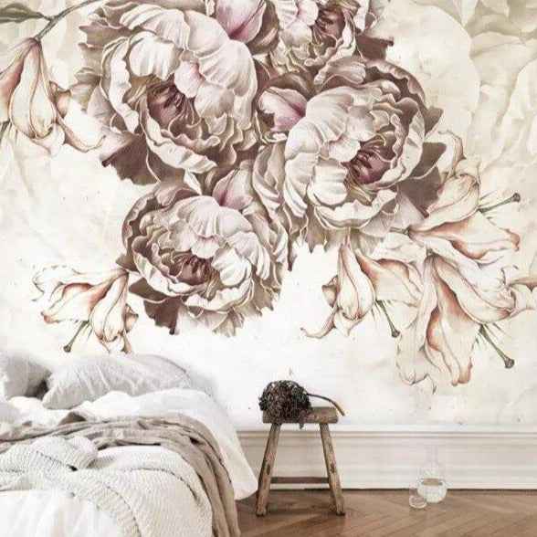 Vintage Peonies Mural Wallpaper (SqM)