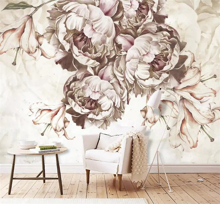 Vintage Peonies Mural Wallpaper (SqM) – DIVEROS