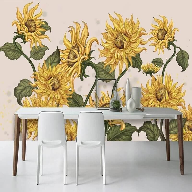 Vintage Sunflowers Mural Wallpaper (SqM)
