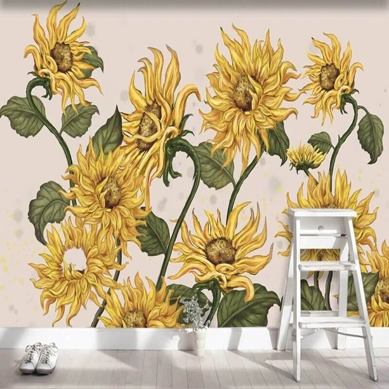 Vintage Sunflowers Mural Wallpaper (SqM)