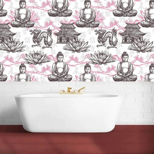 Buddha Meditation Pattern Mural Wallpaper (SqM)