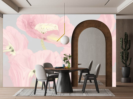 Large Pastel Poppies Mural Wallpaper (SqM)
