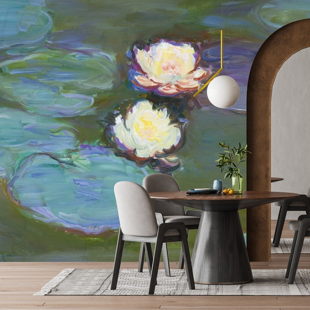 Water Flowers Art Mural Wallpaper (SqM)
