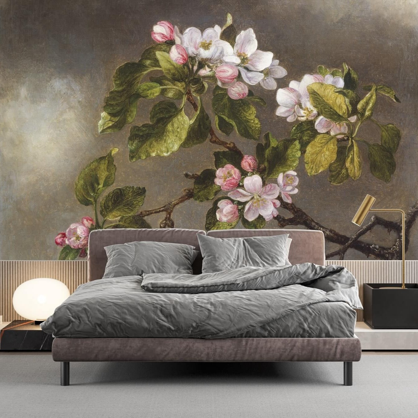 Apple Blossom Dark Mural Wallpaper (SqM)