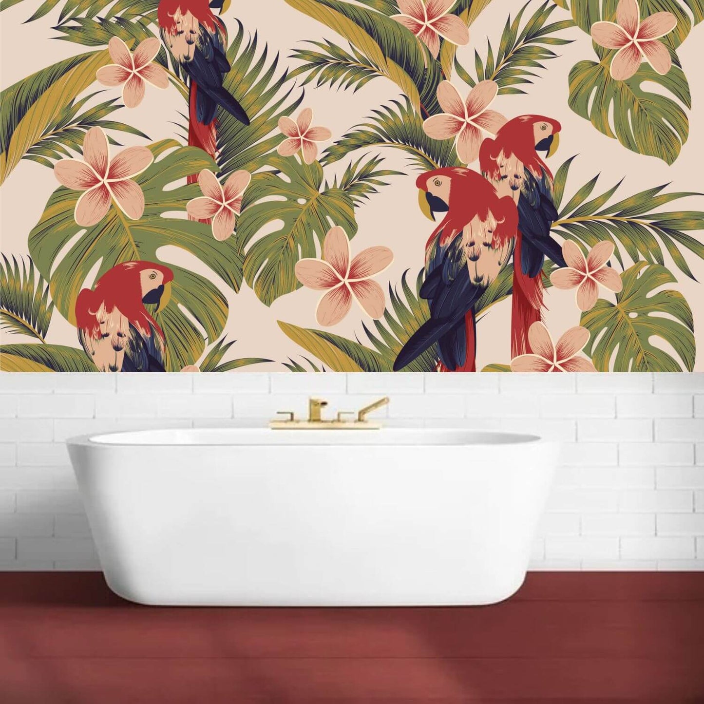 Parrots and Tropical Leaves Mural Wallpaper (SqM)