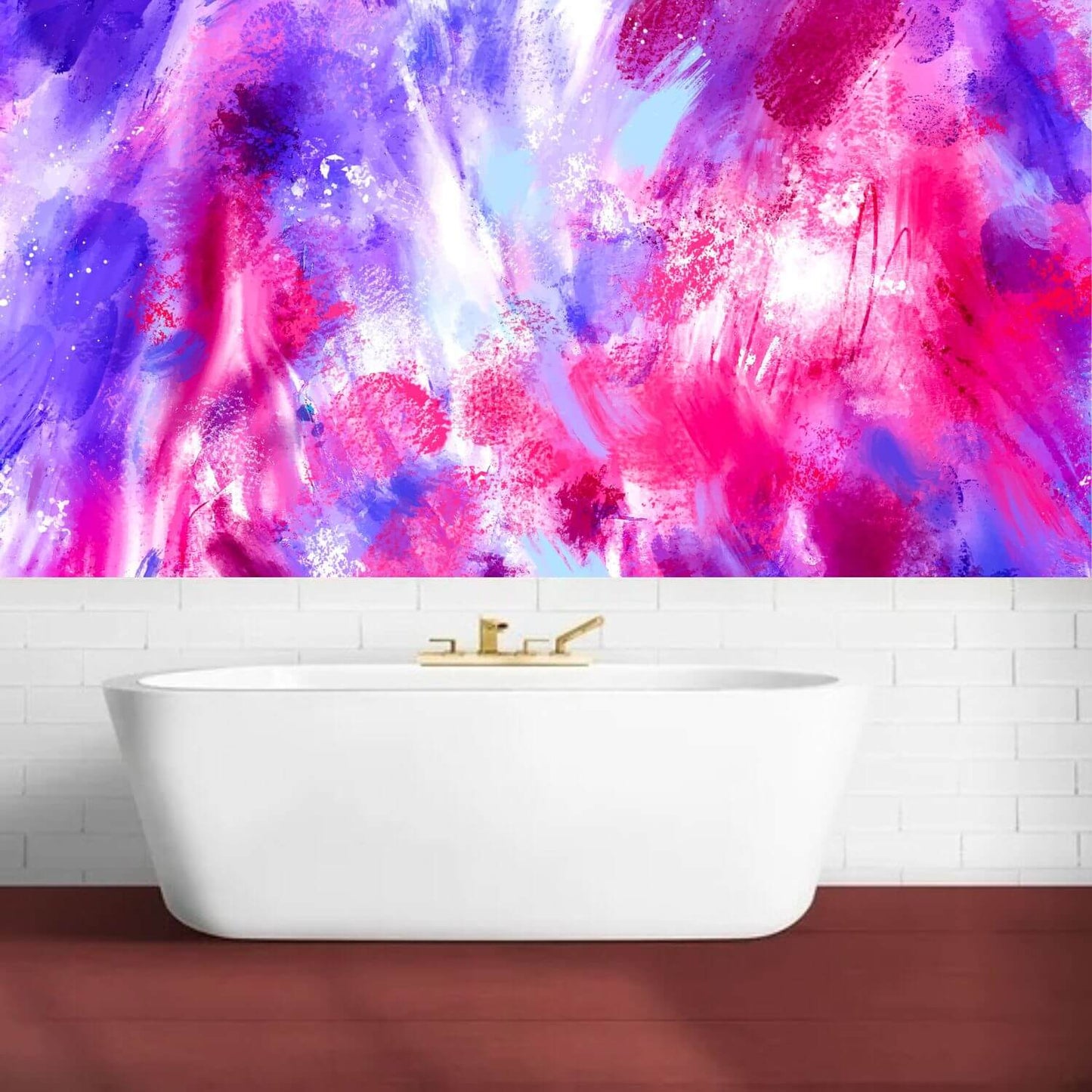 Abstract Pink and Purple Brush Stroke Mural Wallpaper (SqM)