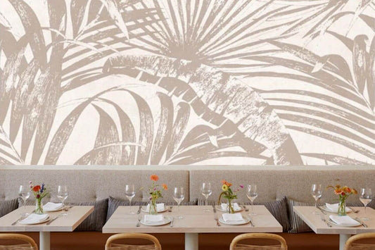 Neutral Palm Leaves Mural Wallpaper (SqM)