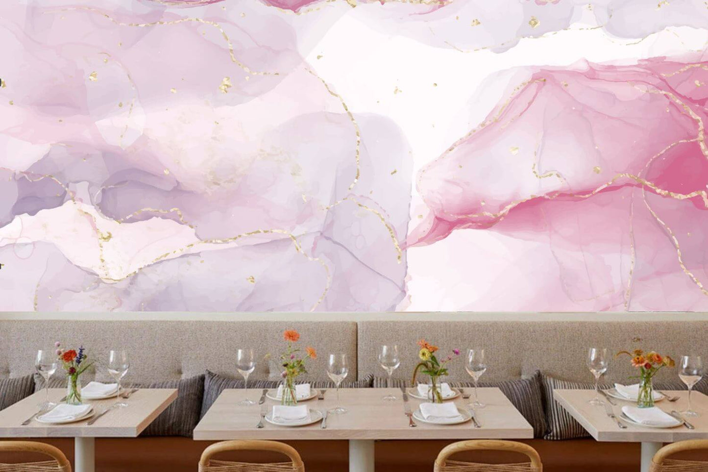 Pink Marble Ink Fluid Mural Wallpaper (SqM)