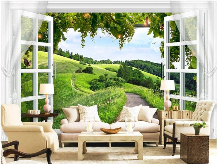 Window to the Tuscany Hills Wall Mural (SqM)