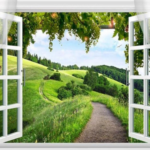 Window to the Tuscany Hills Wall Mural (SqM)