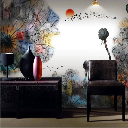 Colorful Ink Abstract Flower Mural Wallpaper (SqM)
