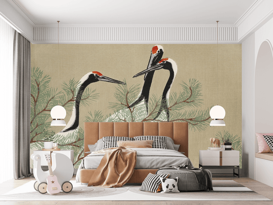 Cranes from Momoyogusa Mural Wallpaper (SqM)