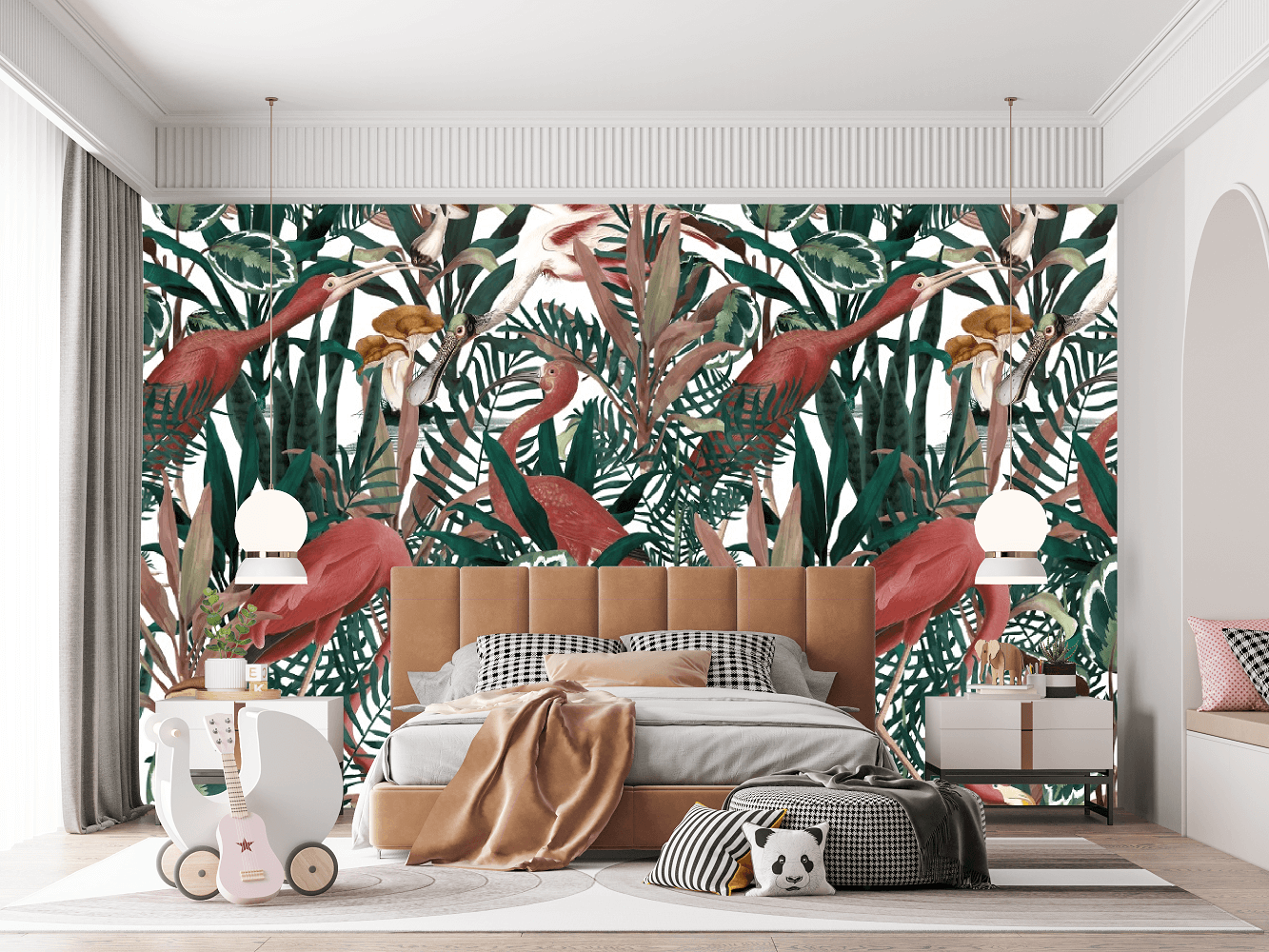 Pink Flamingo in the Jungle Mural Wallpaper (SqM)