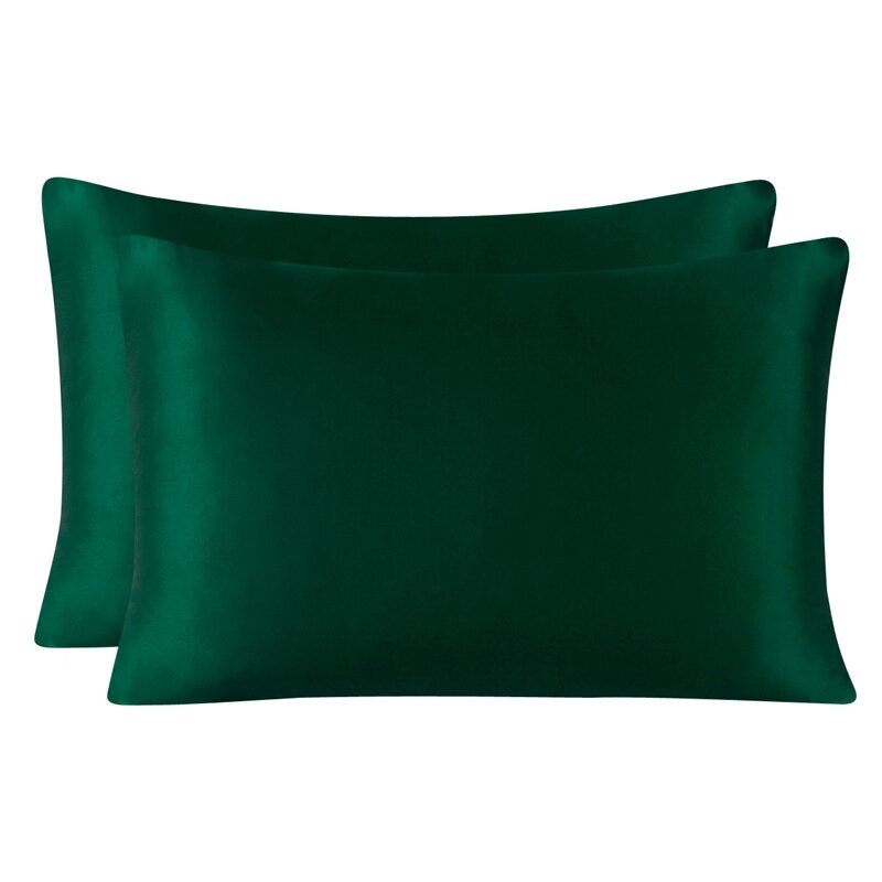 22 Momme One Side Emerald 100% Mulberry Silk Pillowcase, 2 Pieces