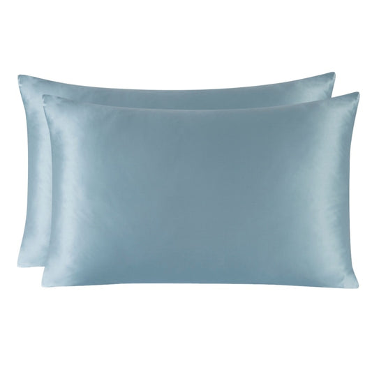 22 Momme One Side Sea Blue 100% Mulberry Silk Pillowcase, 2 Pieces