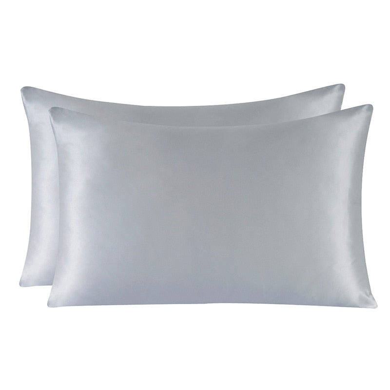 22 Momme One Side Silver 100% Mulberry Silk Pillowcase, 2 Pieces