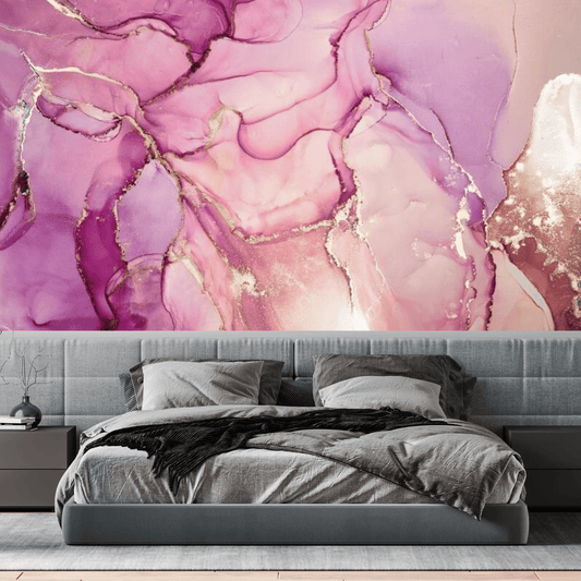 Pink Swirl Marble Mural Wallpaper (SqM)