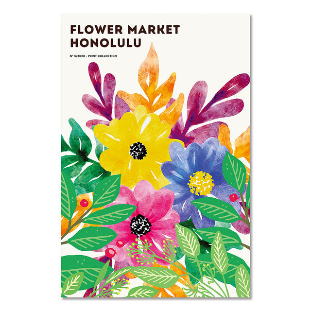 Flower Market Canvas Prints | Nordic Wall Art Floral Poster For Living Room Bedroom Shop Office Home Décor