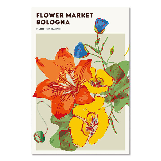 Flower Market Canvas Prints | Nordic Wall Art Floral Poster For Living Room Bedroom Shop Office Home Décor