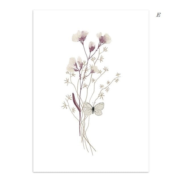 Minimalist Grass and Flowers Canvas Prints | Nordic Abstract Poster Watercolor Farm Plants Wall Art For Living Room Bedroom Dining Room Décor