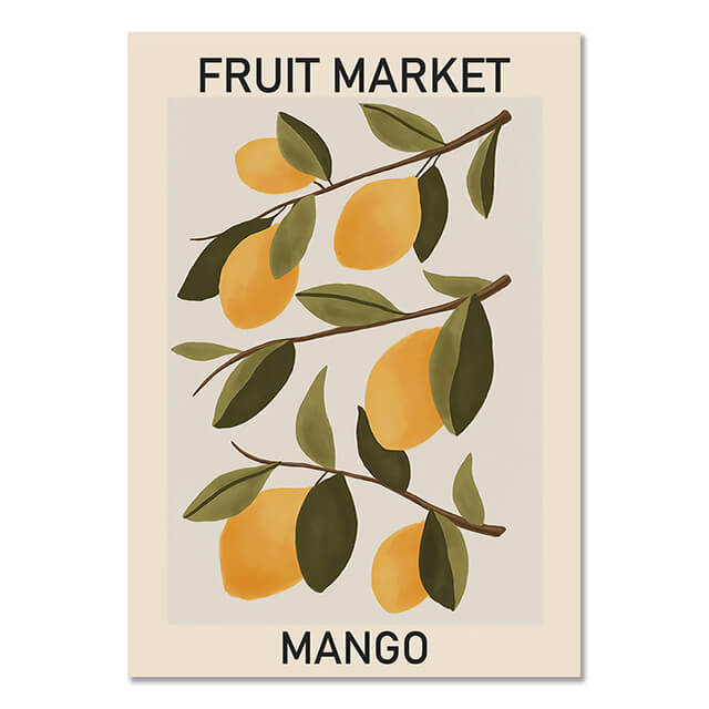 Vintage Fruit Market Cherry Lemon Pear Banana Orange Canvas Prints | Nordic Style Poster For Dining Room Kitchen Café Home Décor