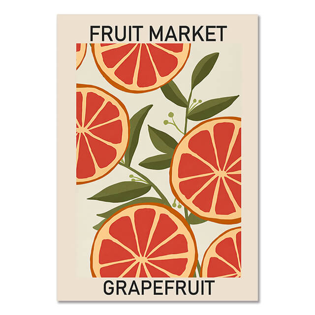Vintage Fruit Market Cherry Lemon Pear Banana Orange Canvas Prints | Nordic Style Poster For Dining Room Kitchen Café Home Décor