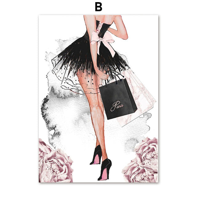 Elegant Girl Perfume Lipstick High Heels Canvas Prints | Minimalist No ...